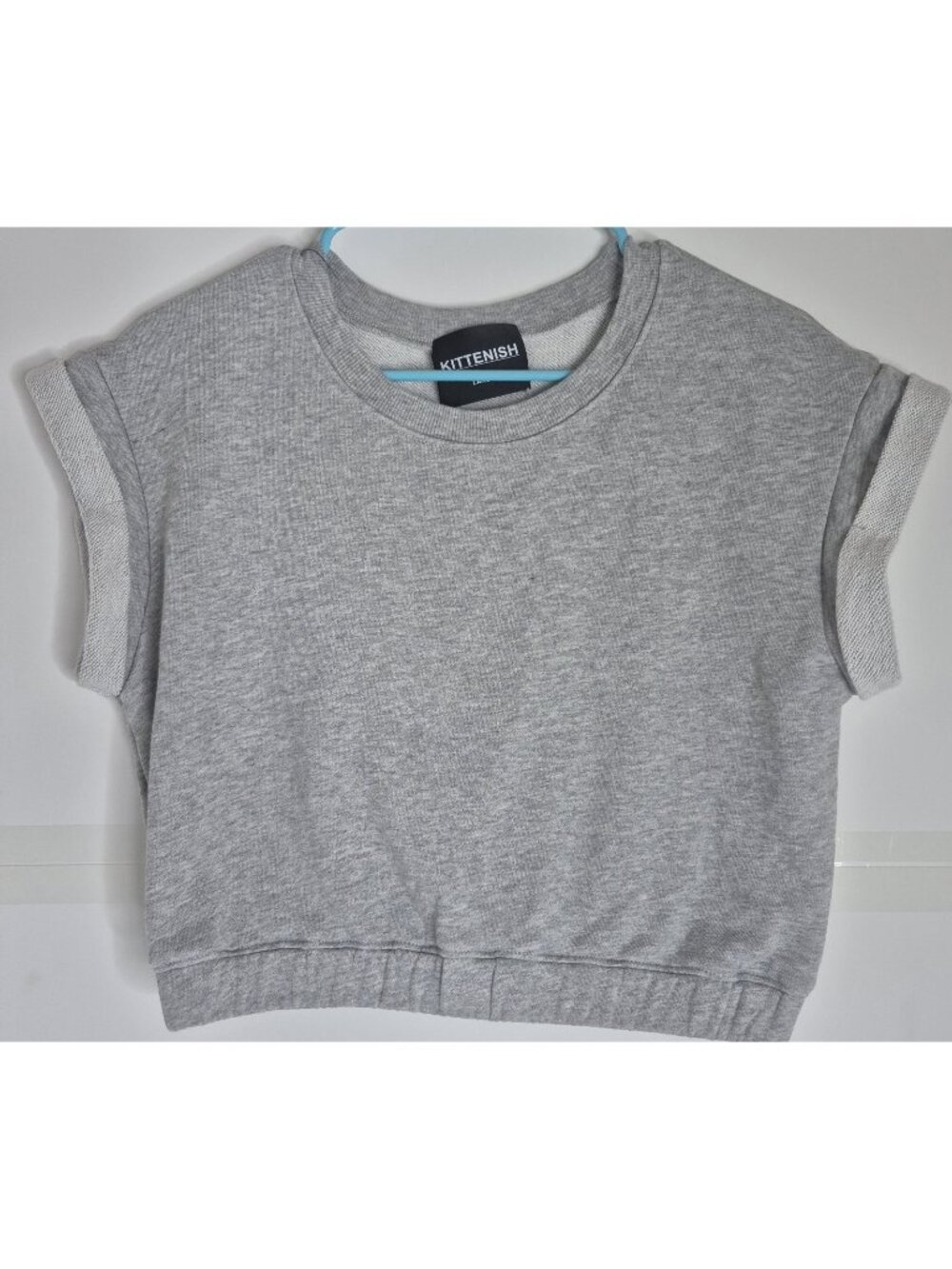 Kittenish Short Sleeve Cut Off Sweatshirt Women's Size L